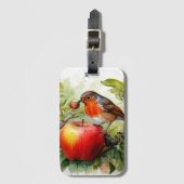 Whimsical Bird & Apple Delight Bagagelabel (Voorkant (verticaal))