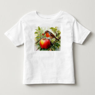 Whimsical Bird & Apple Delight Kinder Shirts