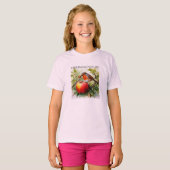  Whimsical Bird & Apple Delight T-shirt (Voorkant volledig)