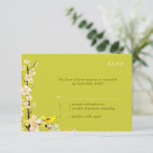 Whimsical Bird Apple Green Wedding RSVP Kaartje (Staand voorkant)