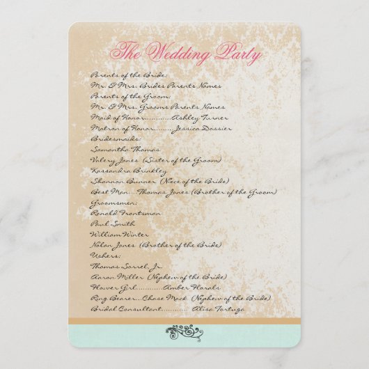 Whimsical  Bird Cage Wedding Programme Programmakaart (Achterkant)