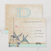 Whimsical Bird Cage Wedding RSVP Kaartje (Voorkant / Achterkant)