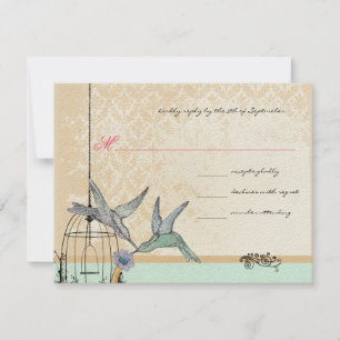 Whimsical  Bird Cage Wedding RSVP Kaartje