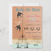 Whimsical  Bird Cage Wedding Save the Date Kaart (Voorkant)