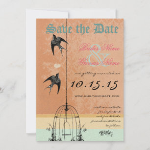 Whimsical  Bird Cage Wedding Save the Date Kaart