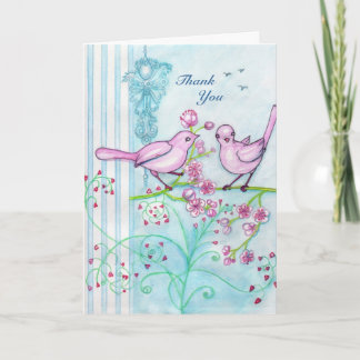 Whimsical Bird Duo Bedankt Opmerking Wenskaart
