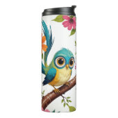 Whimsical Bird en Blooms Thermal Tumbler Thermosbeker (Gedraaid links)