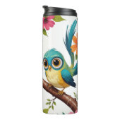 Whimsical Bird en Blooms Thermal Tumbler Thermosbeker (Geroteerd rechts)