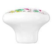 Whimsical Bird Flowers en Heart Door Knob Keramische Knop (Zijkant)