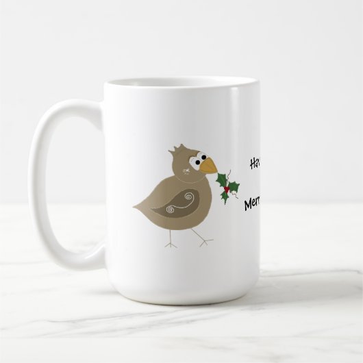 Whimsical Bird met een Sprig Holly Koffiemok (Links)