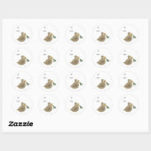 Whimsical Bird met een Sprig Holly Ronde Sticker (Vel)