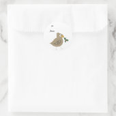 Whimsical Bird met een Sprig Holly Ronde Sticker (Tas)