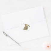 Whimsical Bird met een Sprig Holly Ronde Sticker (Envelop)