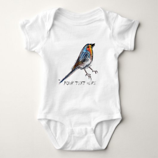 Whimsical Bird Robin Illustration Romper (Voorkant)