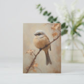 Whimsical Bird Waterverf Cottagecore Briefkaart (Staand voorkant)