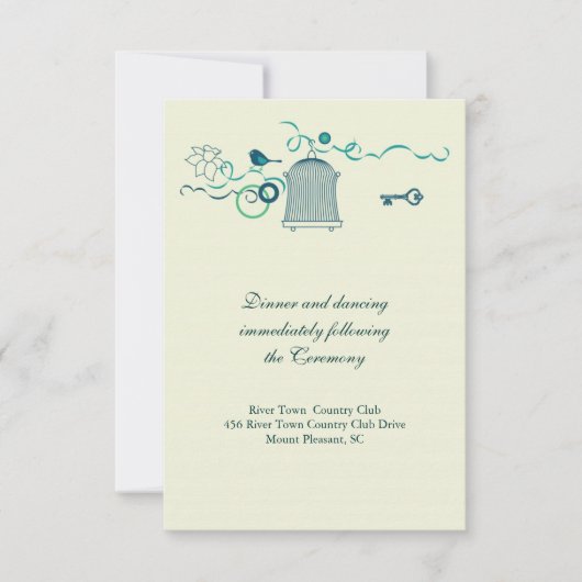 Whimsical Birdcage Wedding Response Card Kaart (Voorkant)