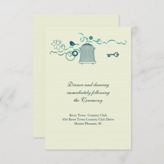 Whimsical Birdcage Wedding Response Card Kaart (Voorkant / Achterkant)