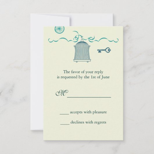 Whimsical Birdcage Wedding RSVP-kaart RSVP Kaartje (Voorkant)