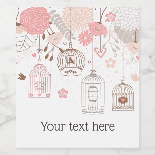 Whimsical Birdcages Personalized Wijn Etiket (Enkel label)