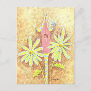 Whimsical Birdhouse Briefkaart