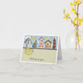 Whimsical Birdhouses Notecard Kaart (Gele Bloem)