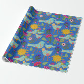Whimsical Birds and Flowers Sunshine Day Cadeaupapier (Uitgerold)