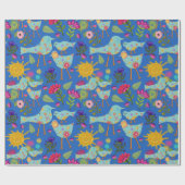 Whimsical Birds and Flowers Sunshine Day Cadeaupapier (Vlak)