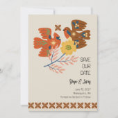 Whimsical Birds Folk Art Bewaar de datum Kaart (Voorkant)