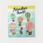 Whimsical Birds hete luchtballonnen avontuur wacht Wandkleed (Voorkant)