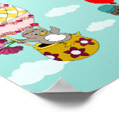 Whimsical Birds in Hot Air Balloons Illustratie Poster (Hoek)