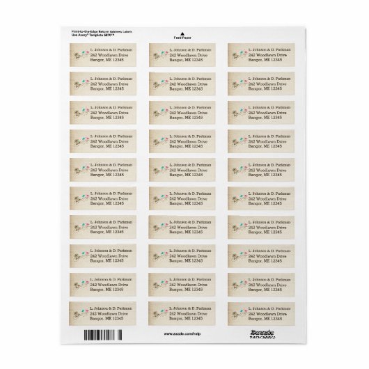 Whimsical Birds in Love Return Address Label (Full Sheet)