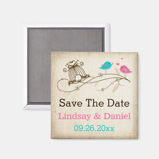 Whimsical Birds in Love Save the Date Magnet (Voorkant / Achterkant)