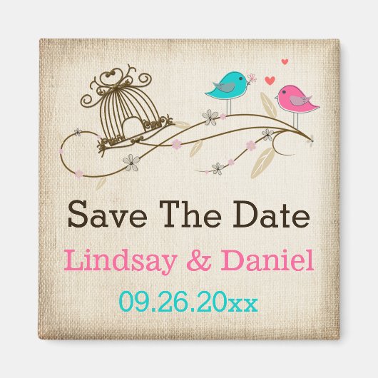 Whimsical Birds in Love Save the Date Magnet (Voorkant)