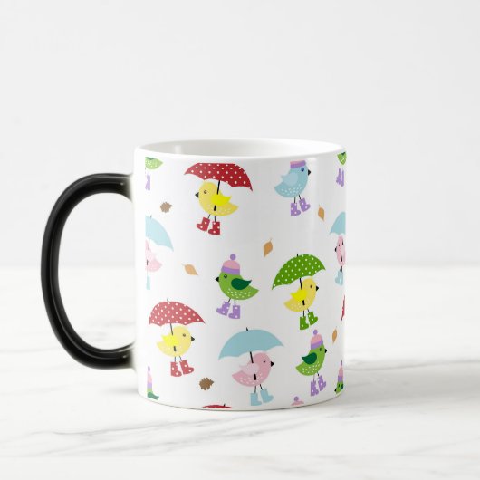 Whimsical Birds in Rain Boots Naadloze Patroon Magische Mok (Links)