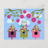 Whimsical Birds Moving aangekondigd Aankondigingskaart (Voorkant)