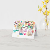 Whimsical Birds Notecard Kaart (Gele Bloem)