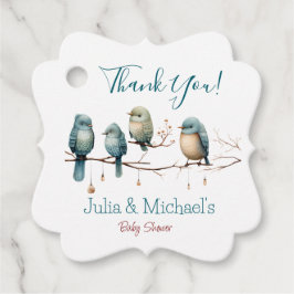 Whimsical Birds on Branches Pastel Baby shower Bedankjes Labels