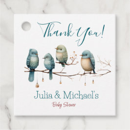 Whimsical Birds on Branches Pastel Baby shower Bedankjes Labels