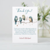 Whimsical Birds on Branches Pastel Baby shower Bedankkaart (Staand voorkant)