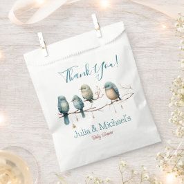 Whimsical Birds on Branches Pastel Baby shower Bedankzakje