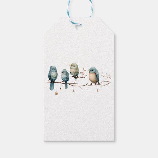 Whimsical Birds on Branches Pastel Baby shower Cadeaulabel (Achterkant)