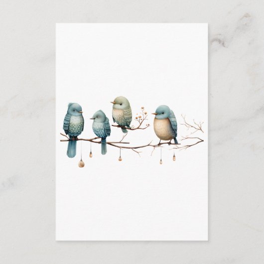 Whimsical Birds on Branches Pastel Baby shower Informatiekaartje (Achterkant)