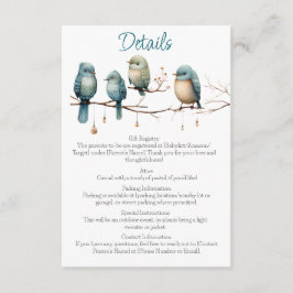 Whimsical Birds on Branches Pastel Baby shower Informatiekaartje