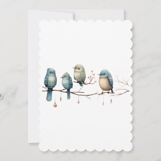 Whimsical Birds on Branches Pastel Baby shower Kaart (Achterkant)