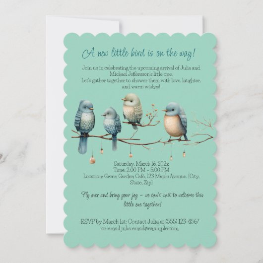 Whimsical Birds on Branches Pastel Baby shower Kaart (Voorkant)