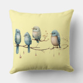 Whimsical Birds on Branches Pastel Baby shower Kussen (Achterkant)