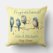 Whimsical Birds on Branches Pastel Baby shower Kussen (Voorkant)
