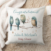 Whimsical Birds on Branches Pastel Baby shower Kussen (Deken)