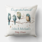 Whimsical Birds on Branches Pastel Baby shower Kussen (Voorkant)