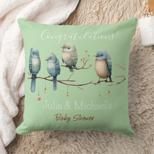 Whimsical Birds on Branches Pastel Baby shower Kussen (Deken)